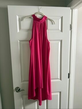 Hot Pink High-Low Halter Dress